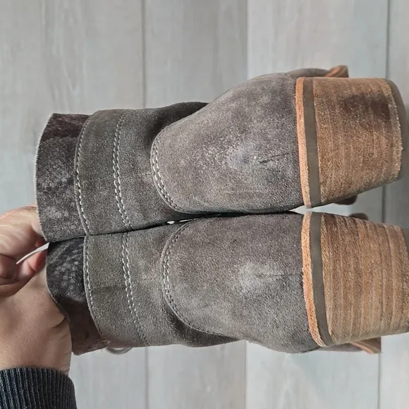 Sofft Women Aqua Leather Gray Suede&amp;Brown Ankle Boots Shoes Sz 7M