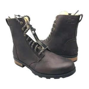 Sorel boots Emelie Short Lace Up women brown Leather Cozy Waterproof Size 8 new