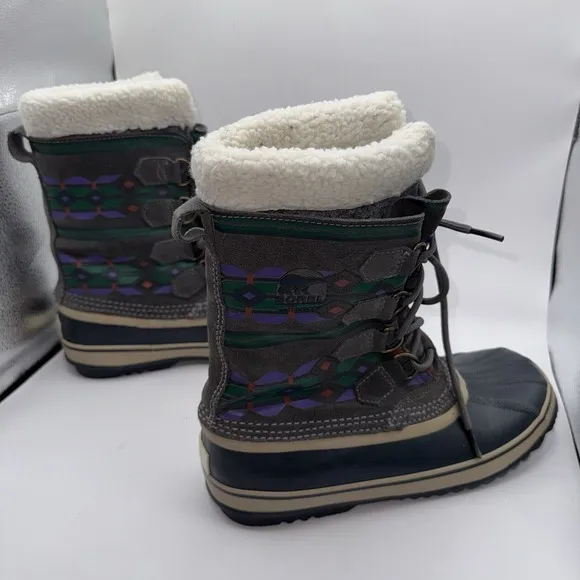 Sorel Boots Size 9 Tall Joan Of Arctic Aztec Print Winter Waterproof Snow Shoes