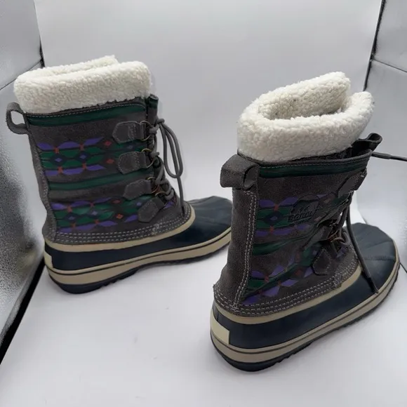 Sorel Boots Size 9 Tall Joan Of Arctic Aztec Print Winter Waterproof Snow Shoes