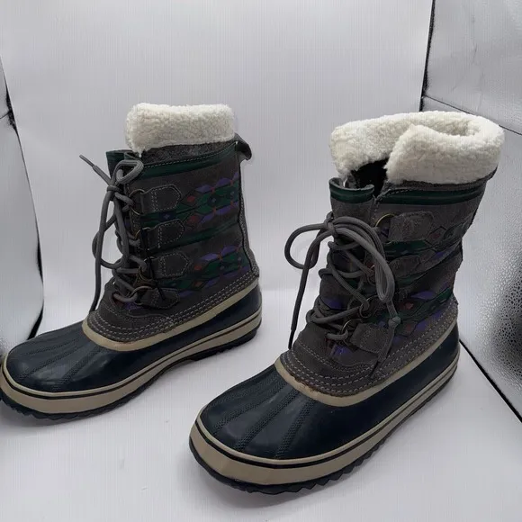 Sorel Boots Size 9 Tall Joan Of Arctic Aztec Print Winter Waterproof Snow Shoes