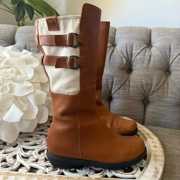 Sorel Brown Tall Leather Zip up Boots Women’s 9.5