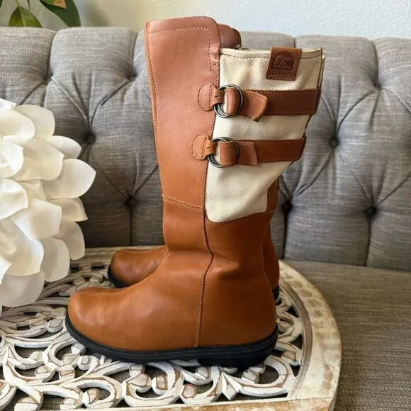 Sorel Brown Tall Leather Zip up Boots Women’s 9.5