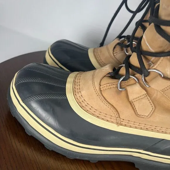Sorel Caribou Boots Men's 8‎ Tan Black Nubuck Insulated Lined Shoes NM1000-281