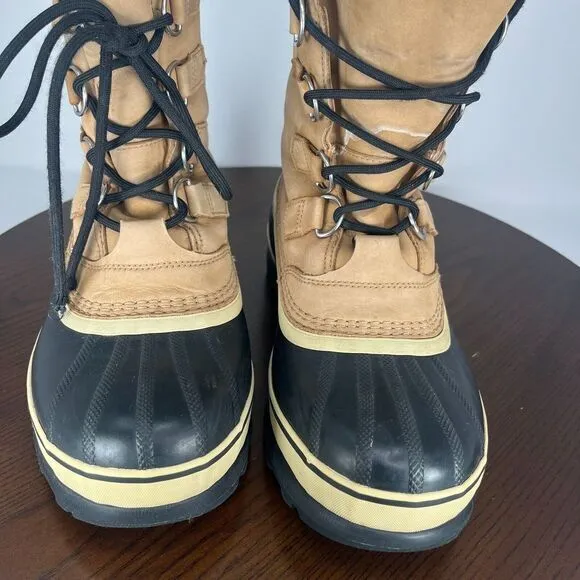 Sorel Caribou Boots Men's 8‎ Tan Black Nubuck Insulated Lined Shoes NM1000-281