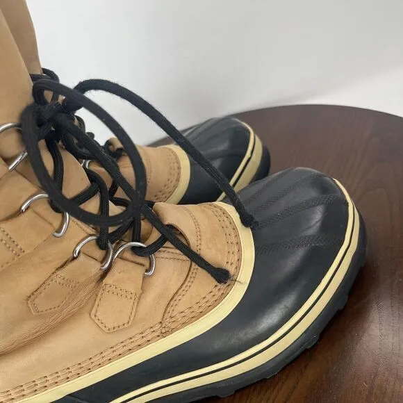Sorel Caribou Boots Men's 8‎ Tan Black Nubuck Insulated Lined Shoes NM1000-281