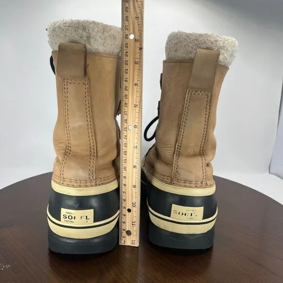 Sorel Caribou Boots Men's 8‎ Tan Black Nubuck Insulated Lined Shoes NM1000-281