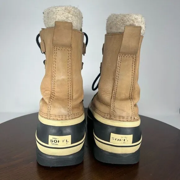 Sorel Caribou Boots Men's 8‎ Tan Black Nubuck Insulated Lined Shoes NM1000-281
