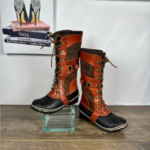 Sorel Conquest Carly tall winter lace up waterproof boots size 7‎