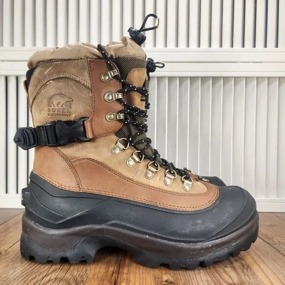 Sorel Conquest Men's 10 Brown Waterproof 400g Insulated Winter Boots NM1049-265