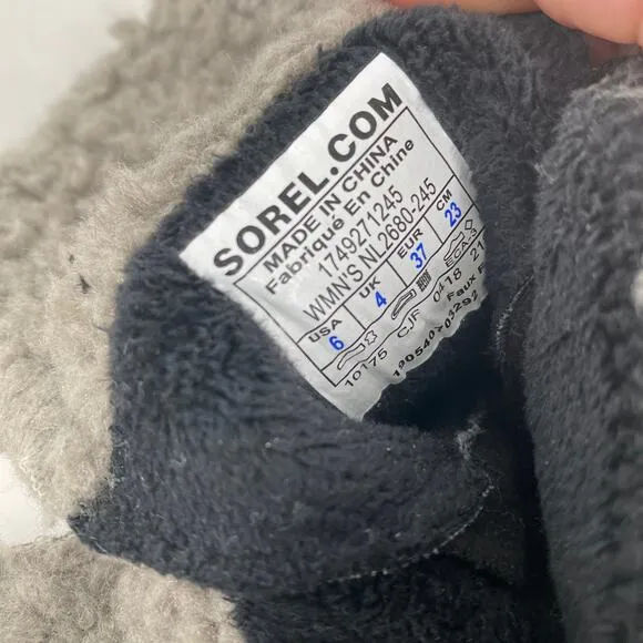 Sorel Emelie Combat Winter Shearling Leather Tall Boots Size 6