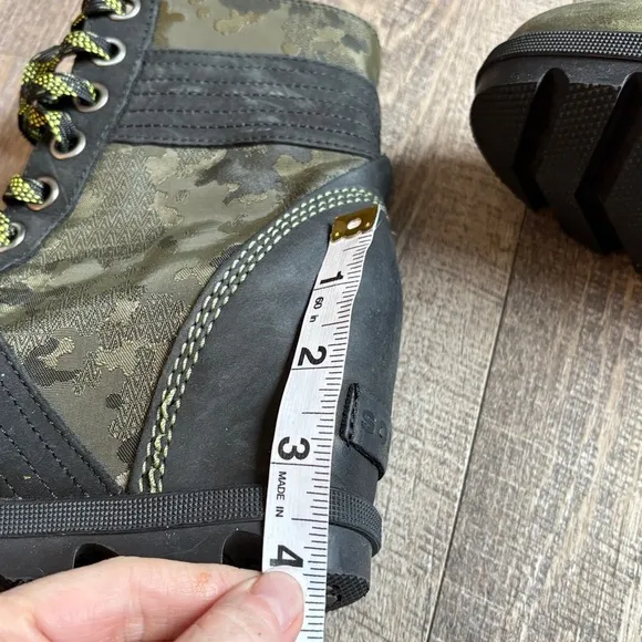 Sorel Green and Black Combat Moto Boots with Lace-Up Design