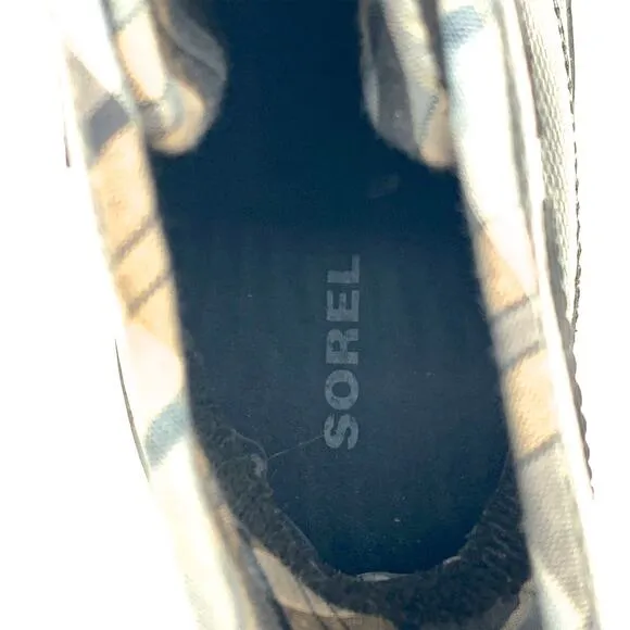 Sorel Joplin Waterproof Lace Up Slick Shine Rain Duck Boot Black Brown 7.5