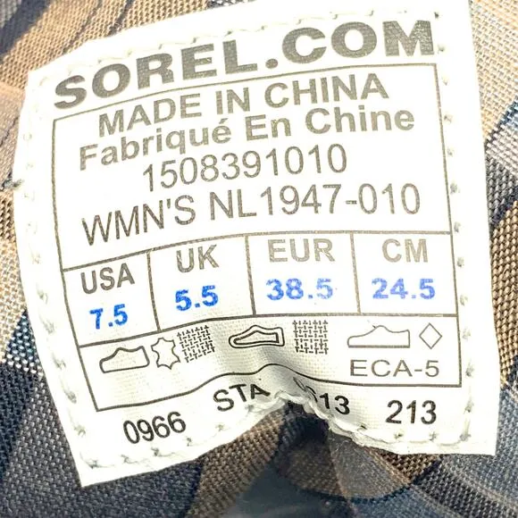 Sorel Joplin Waterproof Lace Up Slick Shine Rain Duck Boot Black Brown 7.5
