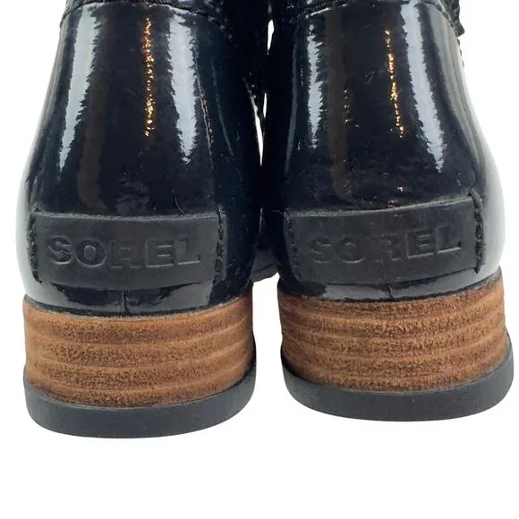Sorel Major Mesh Patent Leather Lace Up Military Style Boots Women's Size 7