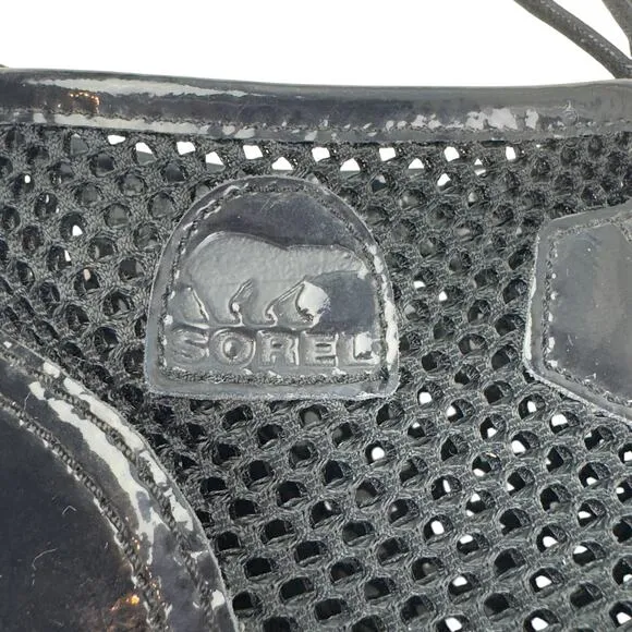 Sorel Major Mesh Patent Leather Lace Up Military Style Boots Women's Size 7