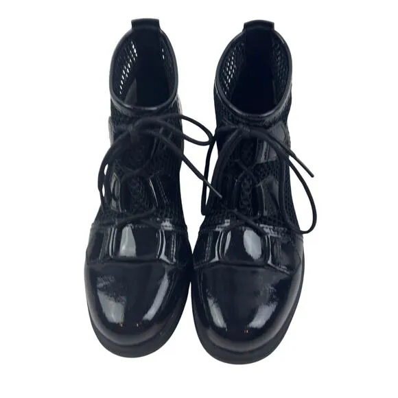 Sorel Major Mesh Patent Leather Lace Up Military Style Boots Women's Size 7