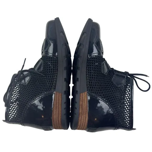 Sorel Major Mesh Patent Leather Lace Up Military Style Boots Women's Size 7