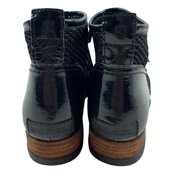 Sorel Major Mesh Patent Leather Lace Up Military Style Boots Women's Size 7