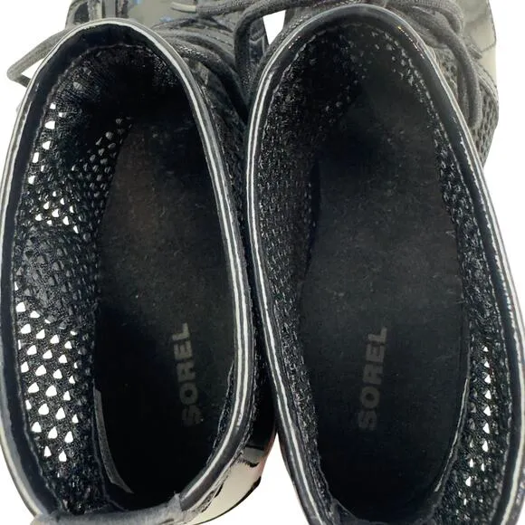 Sorel Major Mesh Patent Leather Lace Up Military Style Boots Women's Size 7