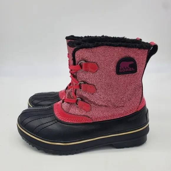 Sorel Shoes 6 Youth Girl's Tivoli Waterproof Outdoor Winter Boots Glitter Pink