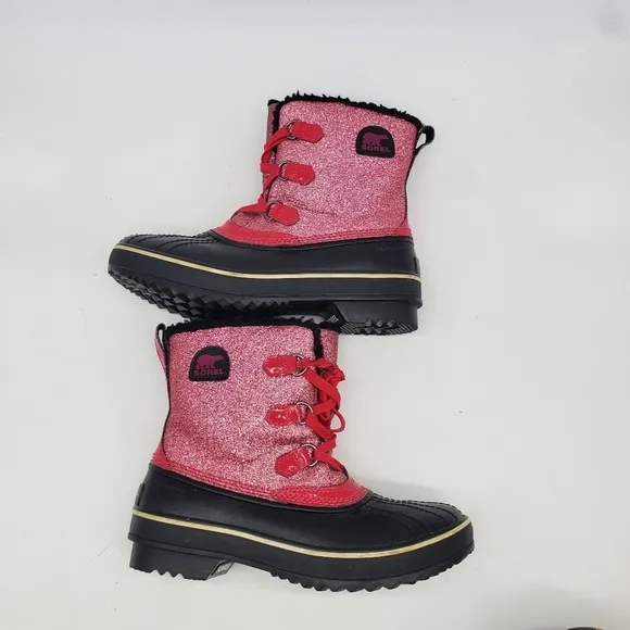 Sorel Shoes 6 Youth Girl's Tivoli Waterproof Outdoor Winter Boots Glitter Pink