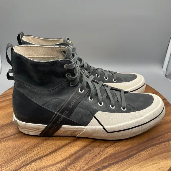 Sorel Shoes Mens Size 12 Waterproof Grey and White High Top Comfort Sneakers
