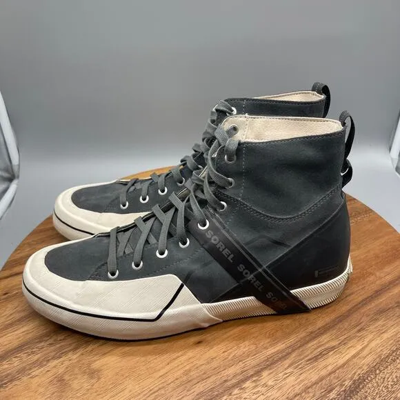 Sorel Shoes Mens Size 12 Waterproof Grey and White High Top Comfort Sneakers