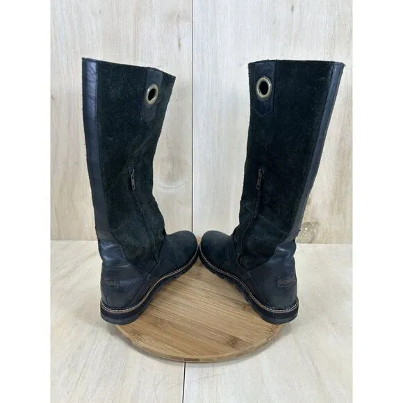 Sorel Wicked Tall Black Suede Knee High Boots Womens Size 8