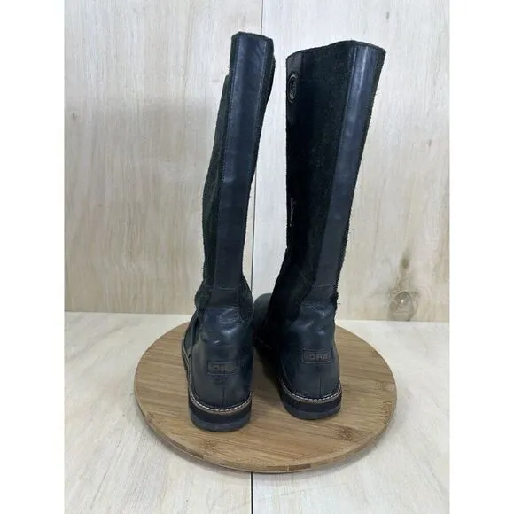 Sorel Wicked Tall Black Suede Knee High Boots Womens Size 8