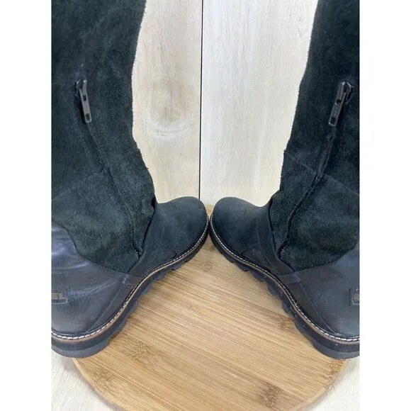 Sorel Wicked Tall Black Suede Knee High Boots Womens Size 8