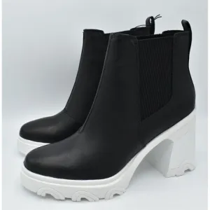 Sorel Womens Size 8 Brex Heel Chelsea Platform Sea Salt Black Waterproof Boots