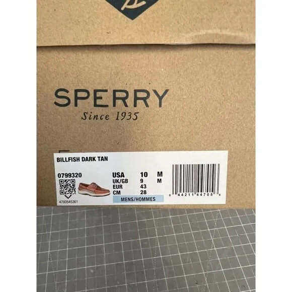 Sperry Billfish 3-Eye Boat Shoe Men's Casual Shoes Dark Tan Leather Sz. 10 M