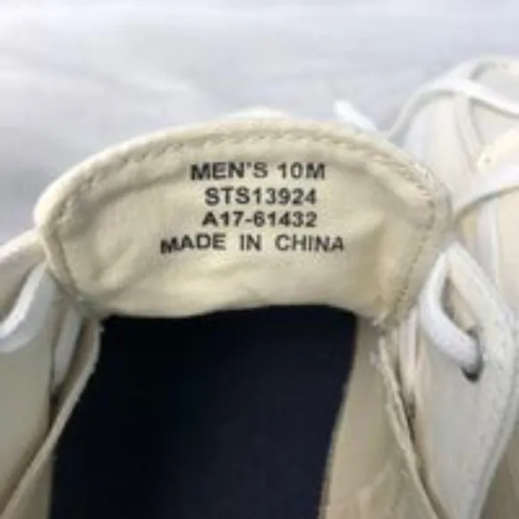 Sperry Boat Shoes 3 Eye Canvas Men's White Size 10