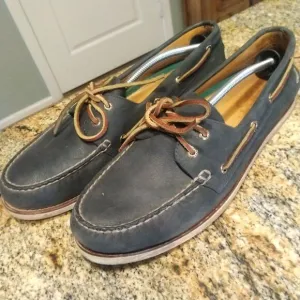 Sperry Gold Cup Tops-Sider Leather Navy Blue Boat Shoes STS15803 Men's Sz 14 M