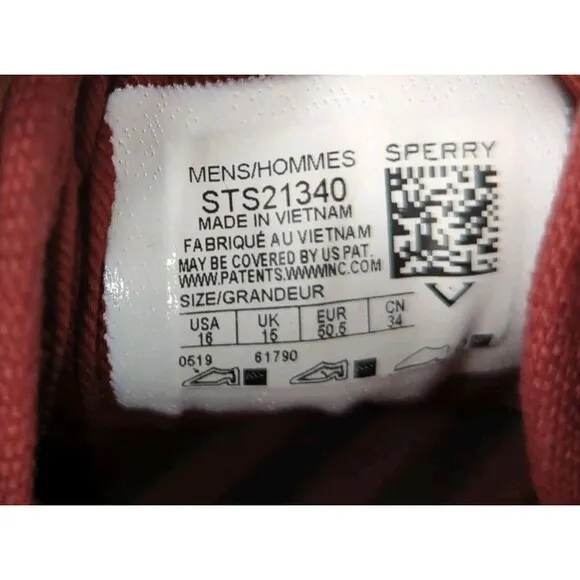 Sperry Halyard CVO Sneakers Shoes Mens Size 16 Crimson Maroon Burgundy Red Boat