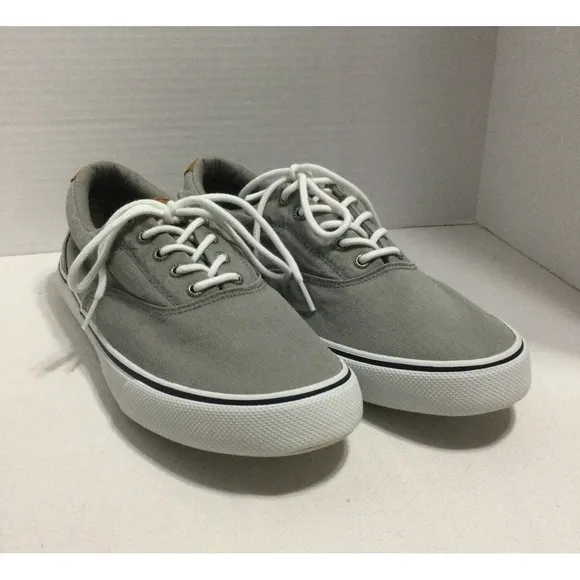 Sperry Halyard LL SW Ash Size 13W Gray Canvas Men’s Casual Lace Up STS22045