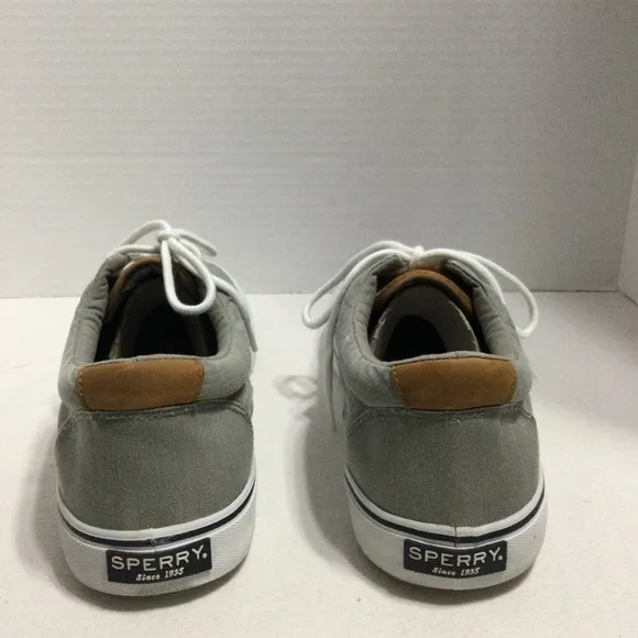 Sperry Halyard LL SW Ash Size 13W Gray Canvas Men’s Casual Lace Up STS22045