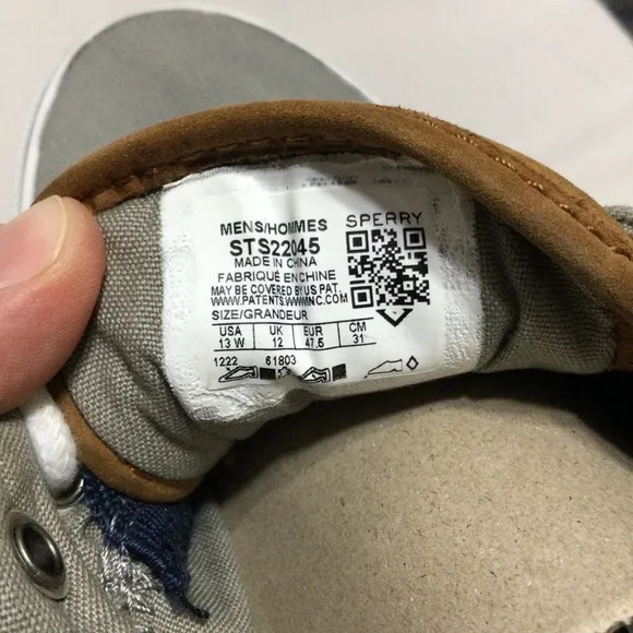 Sperry Halyard LL SW Ash Size 13W Gray Canvas Men’s Casual Lace Up STS22045