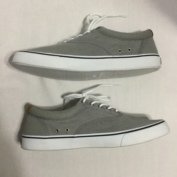 Sperry Halyard LL SW Ash Size 13W Gray Canvas Men’s Casual Lace Up STS22045