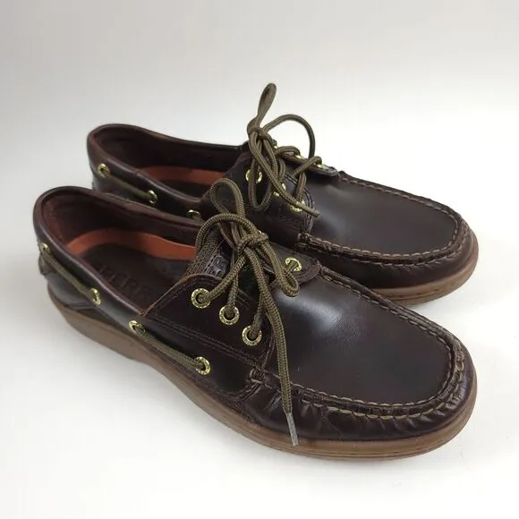 SPERRY Men AUTHENTIC ORIGINAL BURNISHED LEATHER SHOES STS20876 size 7.5