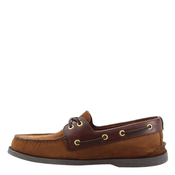 SPERRY MEN'S AUTHENTIC ORIGINAL 2-EYE BOAT SHOE, BROWN/BUC BROWN, 9.5 M US