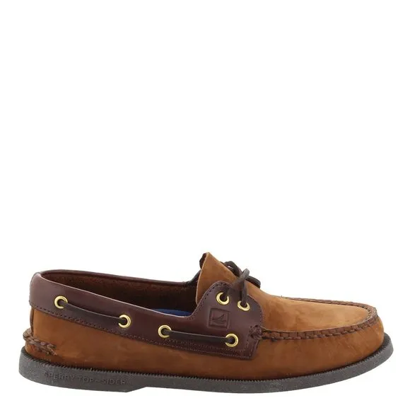 SPERRY MEN'S AUTHENTIC ORIGINAL 2-EYE BOAT SHOE, BROWN/BUC BROWN, 9.5 M US