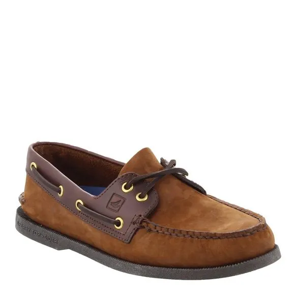 SPERRY MEN'S AUTHENTIC ORIGINAL 2-EYE BOAT SHOE, BROWN/BUC BROWN, 9.5 M US