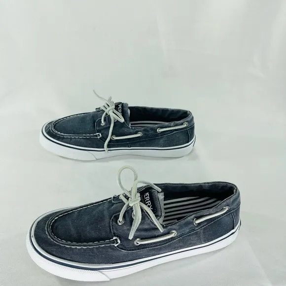 Sperry Mens Bahama II Top Sider Boat Shoe Sneaker Salt Washed Blue Size …