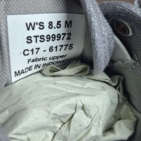 Sperry Pier View Sparkle Gray Lace Up Canvas Sneaker Women's Sz 8.5 M (VGC)