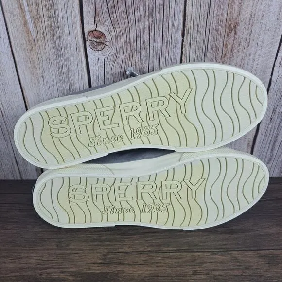 Sperry Pier View Sparkle Gray Lace Up Canvas Sneaker Women's Sz 8.5 M (VGC)