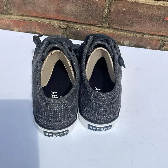Sperry Seacoast Grey/Black Sparkle Slip On Top sider Boat Sneaker Size 5 NEW