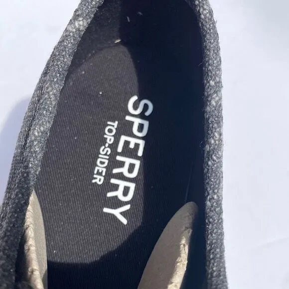 Sperry Seacoast Grey/Black Sparkle Slip On Top sider Boat Sneaker Size 5 NEW