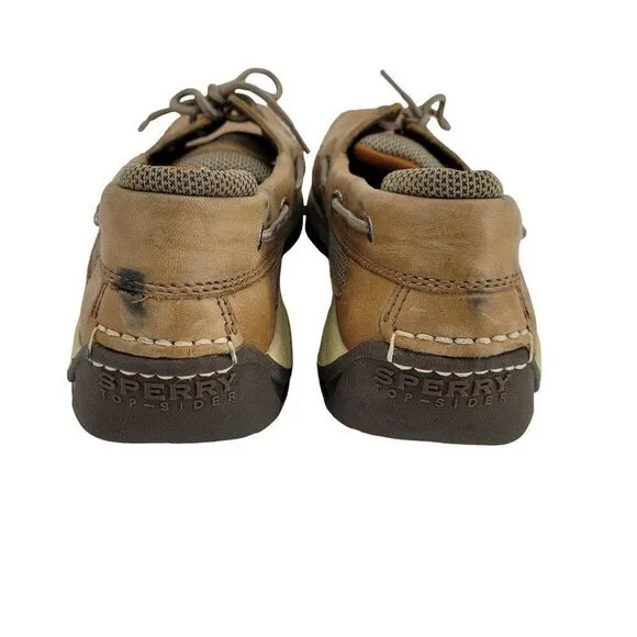 Sperry Top Sider Boat Shoes 12 Tan Leather 0777924 Slip On Nautical Yacht Club